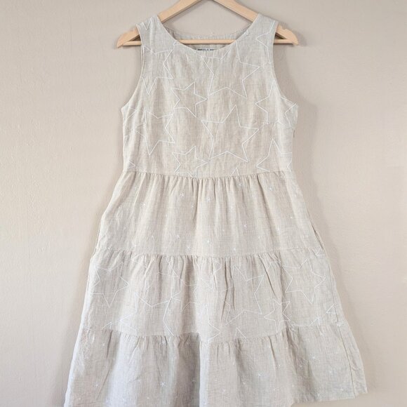 Daniel & Mayer 100% linen dress with embroidered stars (S) (Made in‎ Italy) - Picture 2 of 12